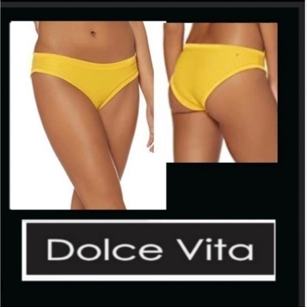 NEW Dolce Vita Yellow Ribbed Hipster Bikini Bottom